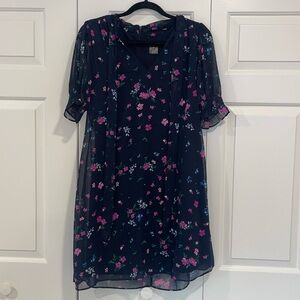 DKNY sz10 blue floral chiffon dress
